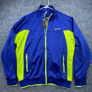 TBY Sports Track Jacket Mens Extra Large Neon Yellow Cuffed Full Zip Athleisure